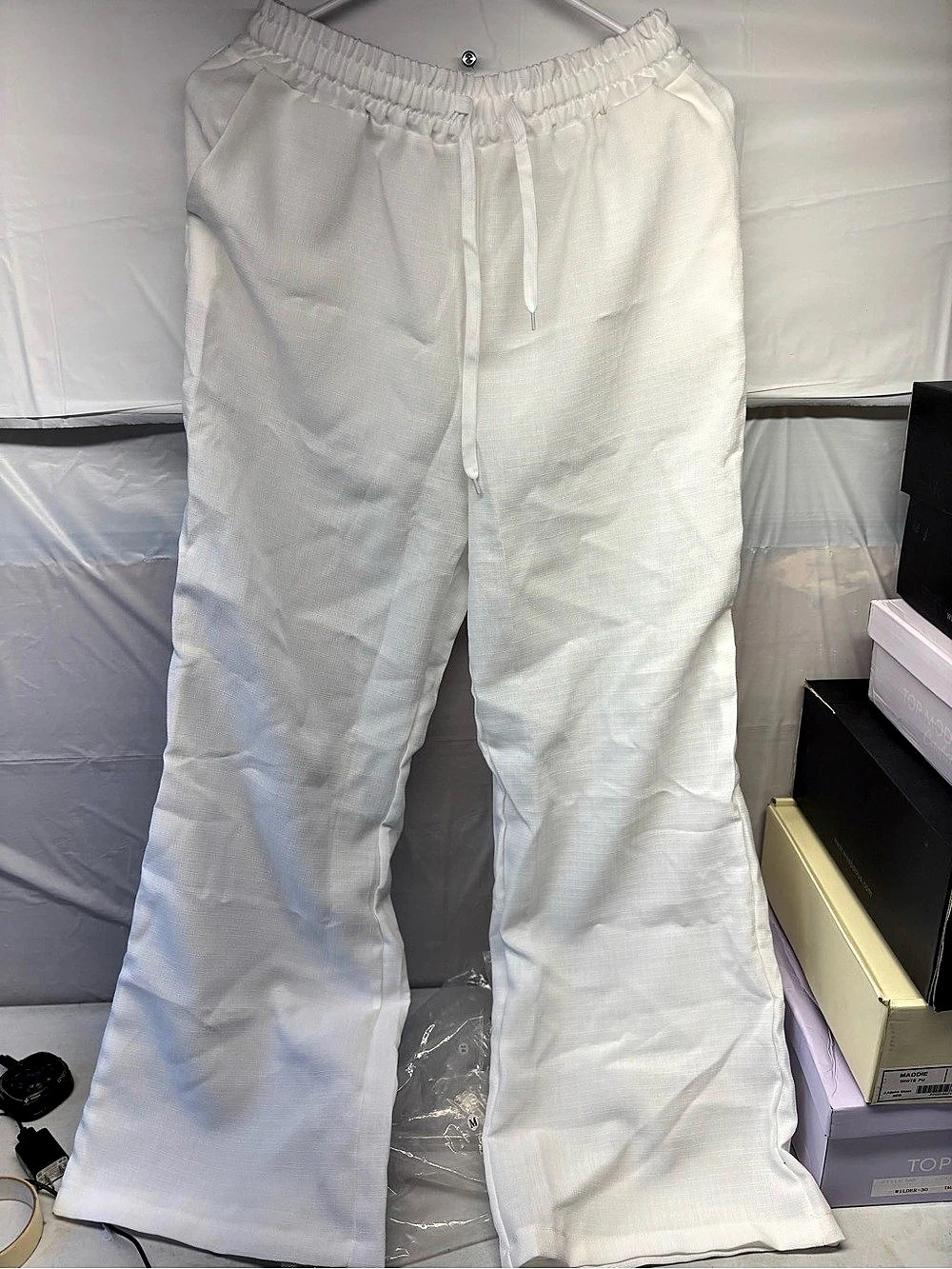 White Wide Leg Pants Size Medium 3 piece set